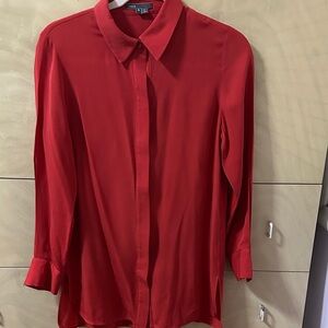 Vince Women's Bold Red Button-Down Shirt
